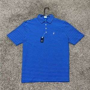 NWT Johnnie O Hangin Out Mens Polo Shirt Stripped Cotton Short Sleeve Stretch M